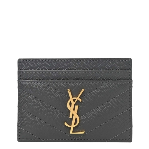 NEW! AUTHENTIC YSL CASSANDRE MATELASSÉ CARD CASE IN GRAIN DE POUDRE EMBOSSED - Picture 1 of 15
